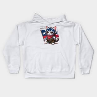 Freedom Fighter Kitten Stand With Texas Kids Hoodie